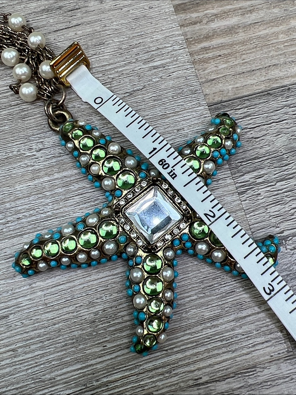 Chico’s Multi-Strand Starfish Pearl Rhinestone Necklace - Picture 10 of 11